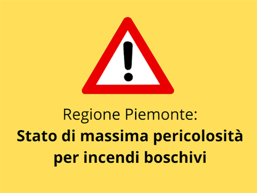 Stato massima pericolosità per incendi boschivi